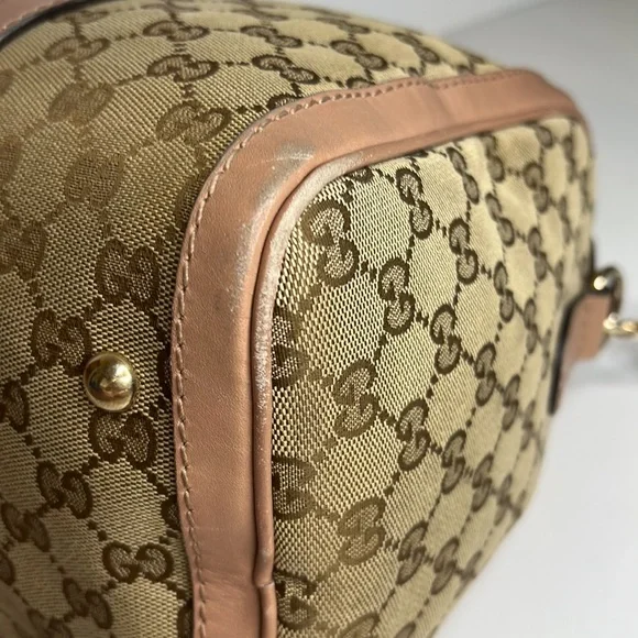 SOLD - Gucci Boston bag pink and burgundy stripe - Picture 14 of 16